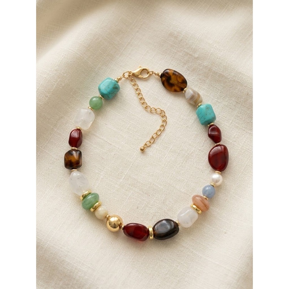 Beaded Necklace Womens Multicolor Statement Bohemian Eclectic